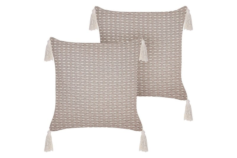 Pyntepuder Hakone sæt af 2 Taupe, Firkantet - Taupe, Firkantet - Tekstiler - Pude & plaid - Udendørs puder