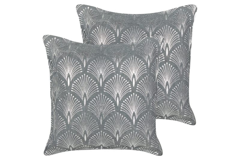 Pyntepuder Hoya sæt af 2 Grå/Sølv - Grå/Sølv - Tekstiler - Pude & plaid - Udendørs puder