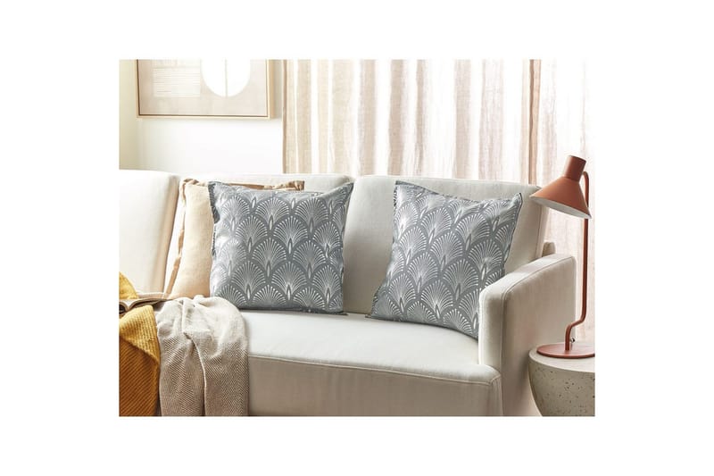 Pyntepuder Hoya sæt af 2 Grå/Sølv - Grå/Sølv - Tekstiler - Pude & plaid - Udendørs puder