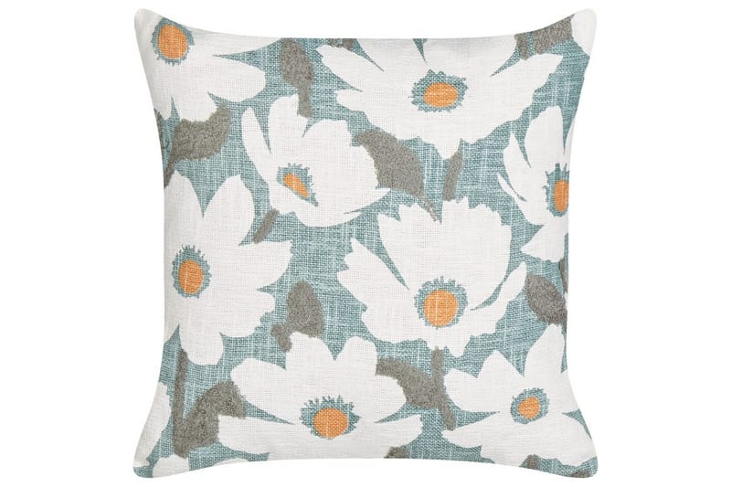 Pyntepuder Jatropha sæt á 2 Blå/hvid/grøn/orange - Blå/hvid/grøn/orange - Tekstiler - Pude & plaid - Udendørs puder