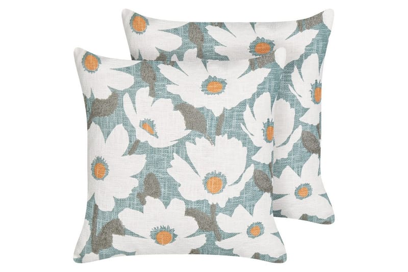 Pyntepuder Jatropha sæt á 2 Blå/hvid/grøn/orange, Blå/hvid/grøn/orange