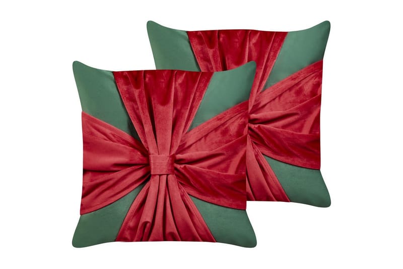 Pyntepuder Marshmallow sæt om 2 Grøn/Rød - Grøn/Rød - Tekstiler - Pude & plaid - Udendørs puder
