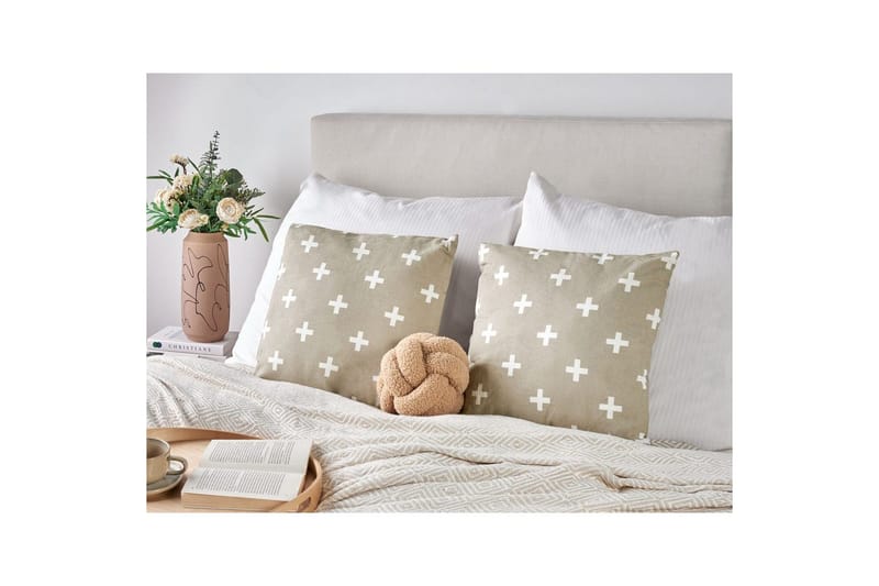 Pyntepuder Velleia sæt af 2 Beige/hvid - Beige/hvid - Tekstiler - Pude & plaid - Pyntepuder & pudebetræk