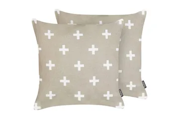 Pyntepuder Velleia sæt af 2 Beige/hvid - Beige/hvid - Tekstiler - Pude & plaid - Pyntepuder & pudebetræk