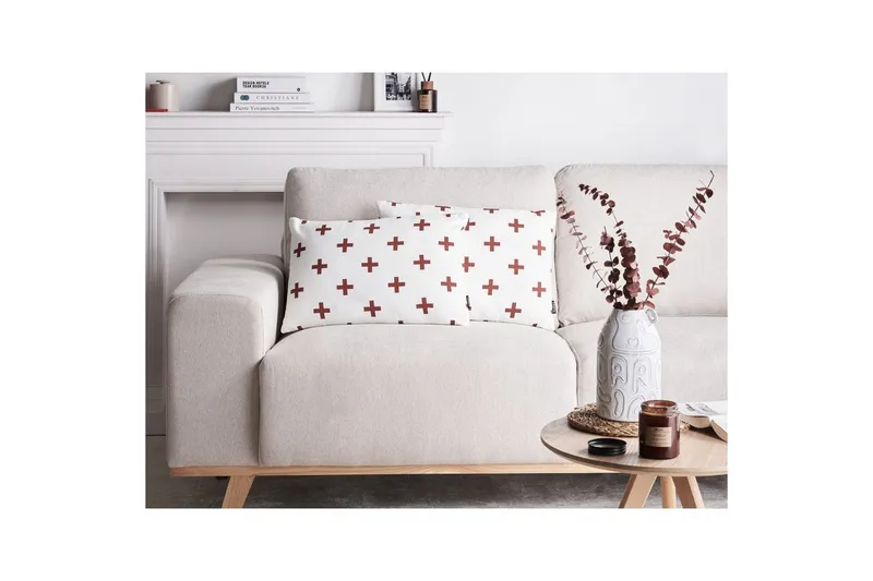 Pyntepuder Velleia sæt af 2 Hvid/Rød - Hvid/Rød - Tekstiler - Pude & plaid - Pyntepuder & pudebetræk