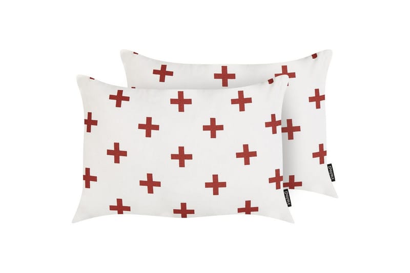 Pyntepuder Velleia sæt af 2 Hvid/Rød, Hvid/Rød