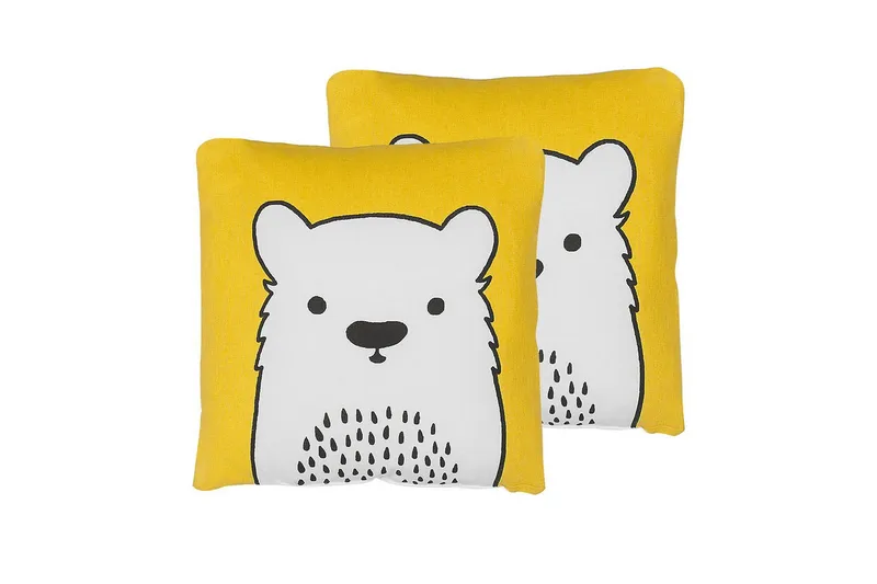 Pyntepuder Waranasi sæt af 2 Gul/Hvid/Sort, Gul/Hvid/Sort