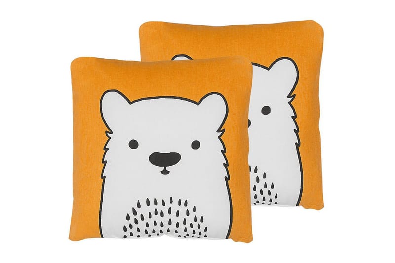 Pyntepuder Waranasi sæt af 2 Orange/Hvid/Sort, Orange/Hvid/Sort