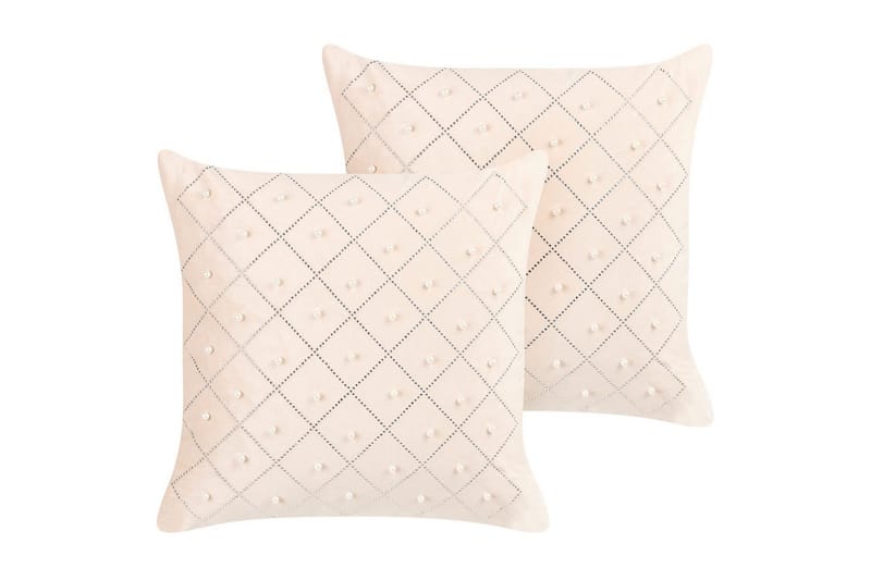 Pyntepuder Yarrow sæt af 2 Beige/Sølv - Beige/Sølv - Tekstiler - Pude & plaid - Udendørs puder