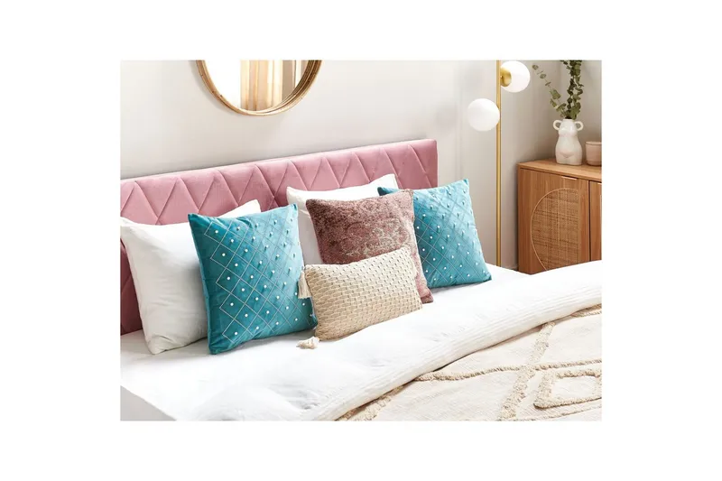 Pyntepuder Yarrow sæt af 2 Blå/Sølv - Blå/Sølv - Tekstiler - Pude & plaid - Udendørs puder