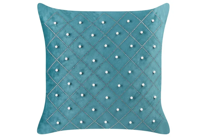 Pyntepuder Yarrow sæt af 2 Blå/Sølv - Blå/Sølv - Tekstiler - Pude & plaid - Udendørs puder