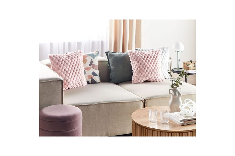 Pyntepuder Purslane sæt med 2 Rosa - Rosa - Havemøbler - Hynder - Hynder til bænk & havesofa