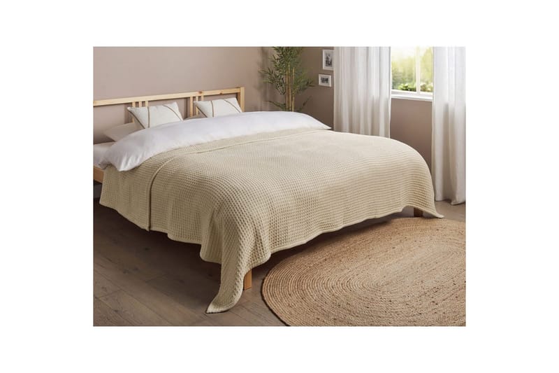 Sengetæppe Chagyl Beige, 220x240 cm - Beige, 220x240 cm - Tekstiler - Sengetøj - Sengetæppe - Sengetæppe enkeltseng