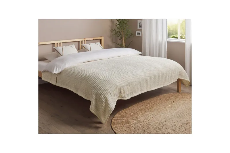 Sengetæppe Chagyl Lys beige, 200x220 cm - Lys beige, 200x220 cm - Tekstiler - Sengetøj - Sengetæppe - Sengetæppe enkeltseng