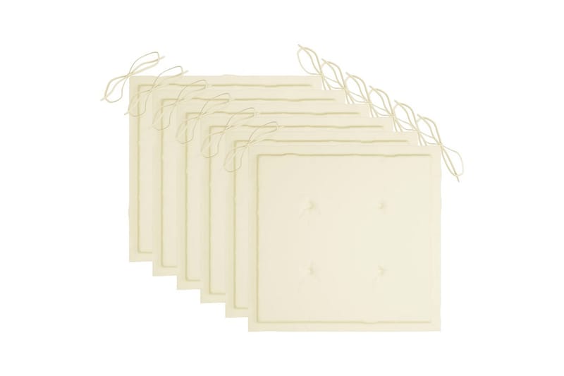 Hynder Til Havestol 6 Stk. 50x50x4 cm Stof Cremefarvet - Creme - Havemøbler - Hynder - Siddehynder