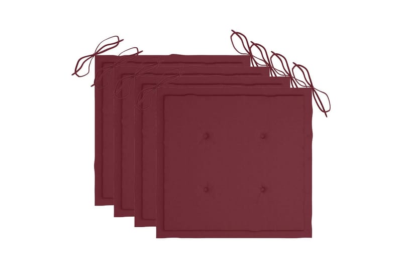 Hynder Til Havestole 4 Stk. 50x50x4 cm Stof Vinrød - Rød - Havemøbler - Hynder - Siddehynder