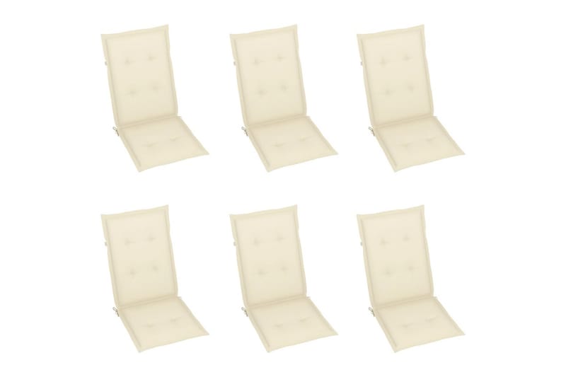 hynder til havestole 6 stk. 120x50x4 cm cremefarvet - Creme - Havemøbler - Hynder - Siddehynder