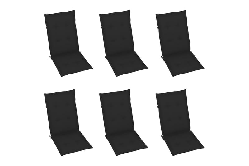 hynder til havestole 6 stk. 120x50x4 cm sort - Sort - Havemøbler - Hynder - Siddehynder