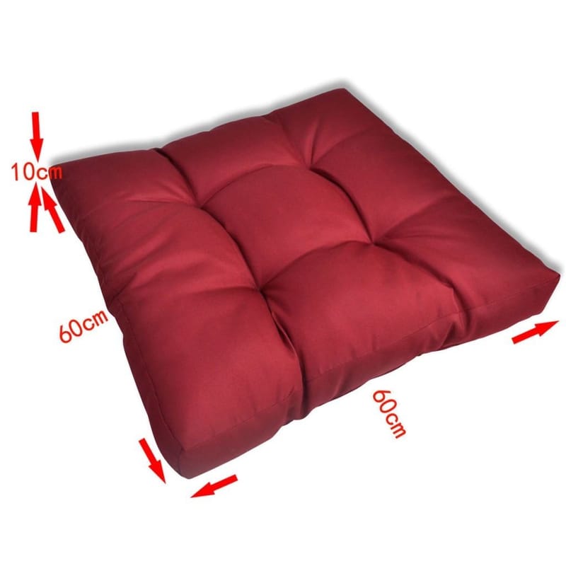 Polstret Sædehynde 60 X 60 X 10 Cm Rødvinsfarvet - Rød - Siddehynder