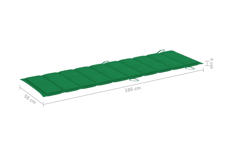 Hynde Til Liggestol 186x58x4 cm Grøn - Grøn - Havemøbler - Hynder - Solstolshynde - Dækstolshynde