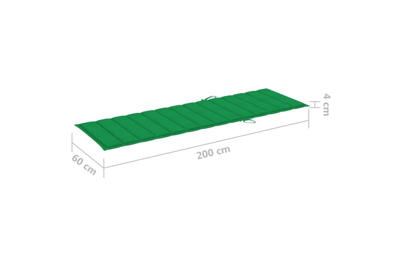 Hynde Til Liggestol 200x60x4 cm Stof Grøn - Grøn - Havemøbler - Hynder - Solstolshynde - Dækstolshynde