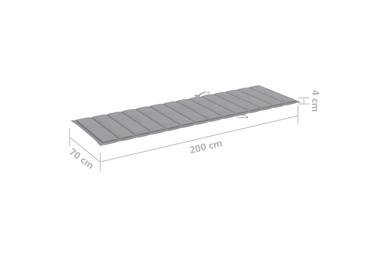 Hynde Til Liggestol 200x70x4 cm Stof Grå - Grå - Havemøbler - Hynder - Solstolshynde - Dækstolshynde