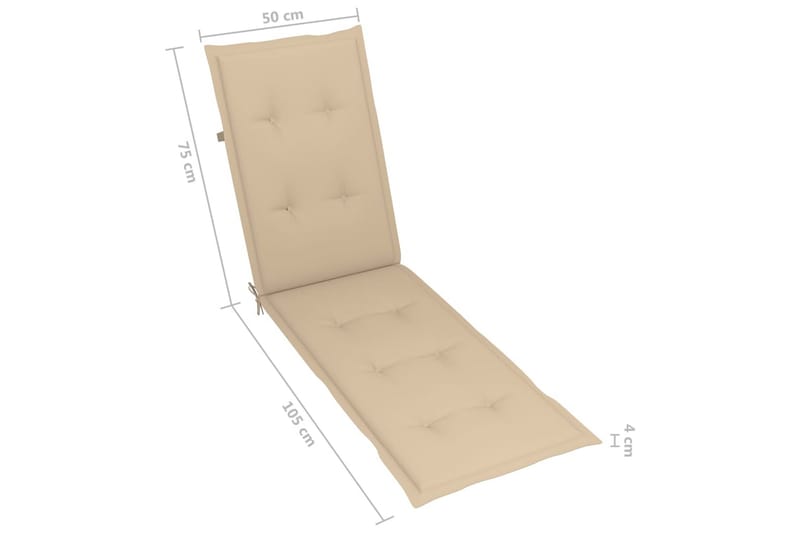 Hynde Til Liggestol (75+105)x50x4 cm Beige - Beige - Havemøbler - Hynder - Solstolshynde - Dækstolshynde