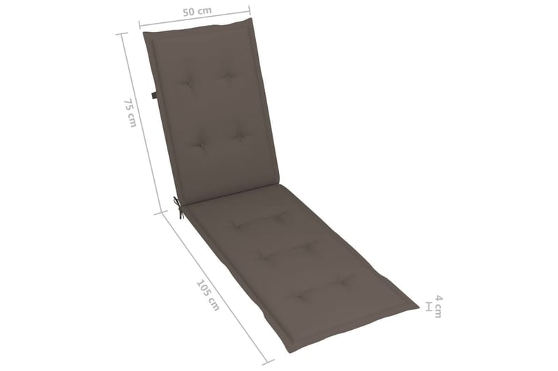 Hynde Til Liggestol (75+105)x50x4 cm Gråbrun - Gråbrun - Havemøbler - Hynder - Solstolshynde - Dækstolshynde