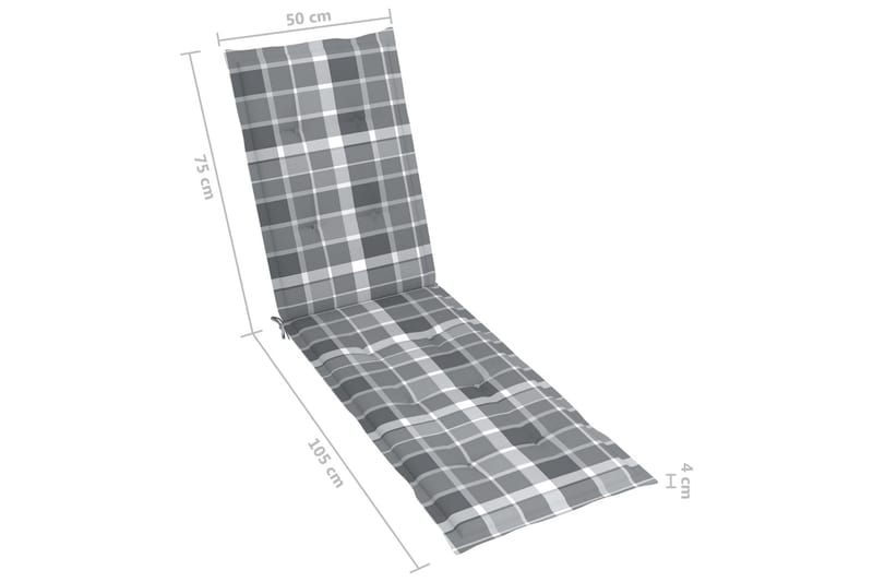 Hynde Til Liggestol (75+105)x50x4 cm Gråternet Mønster - Flerfarvet - Havemøbler - Hynder - Solstolshynde - Dækstolshynde