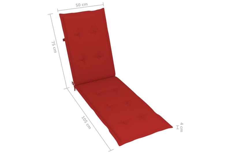 Hynde Til Liggestol (75+105)x50x4 cm Rød - Rød - Dækstolshynde