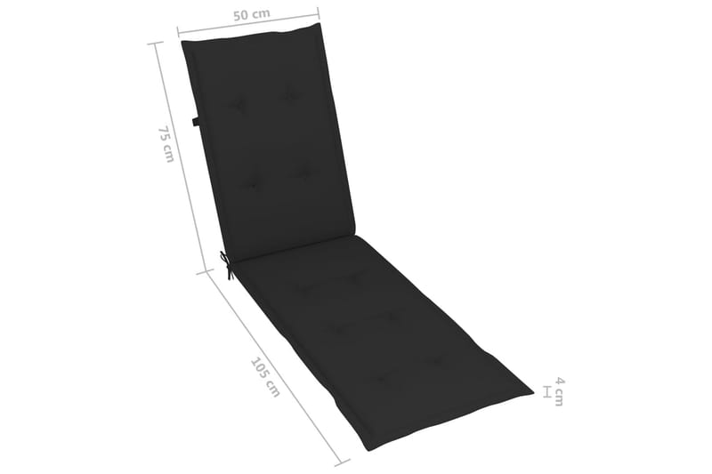 Hynde Til Liggestol (75+105)x50x4 cm Sort - Sort - Havemøbler - Hynder - Solstolshynde - Dækstolshynde