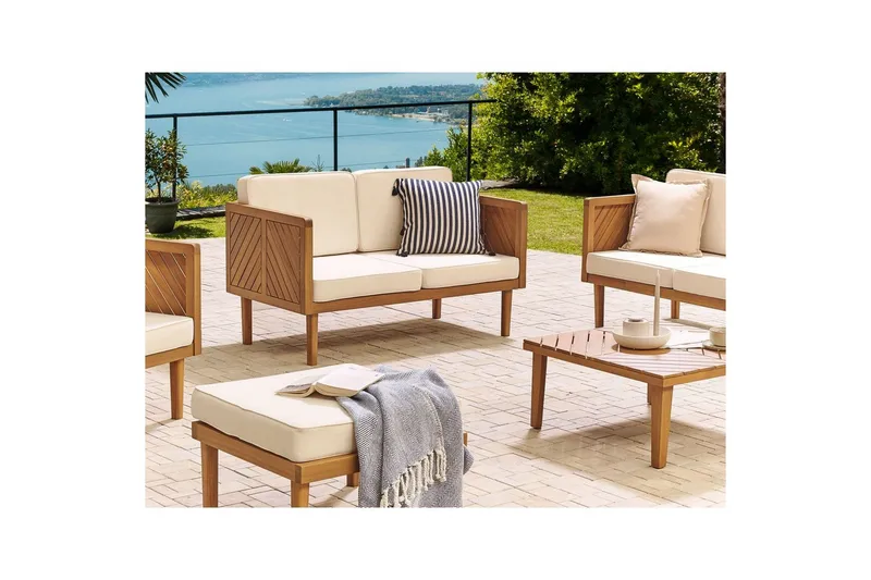 2-sitssoffa Beliani Baratti Light wood||Beige - Havemøbler - Havesofaer & bænke - Havesofaer