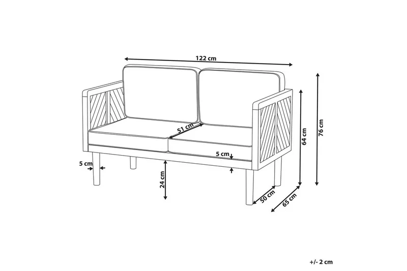 2-sitssoffa Beliani Baratti Light wood||Beige - Havemøbler - Havesofaer & bænke - Havesofaer