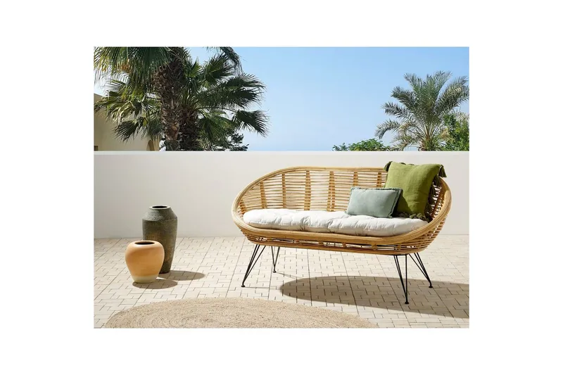 2-sitssoffa Beliani Maratea Natural||Black||Beige - Havemøbler - Havesofaer & bænke - Havesofaer