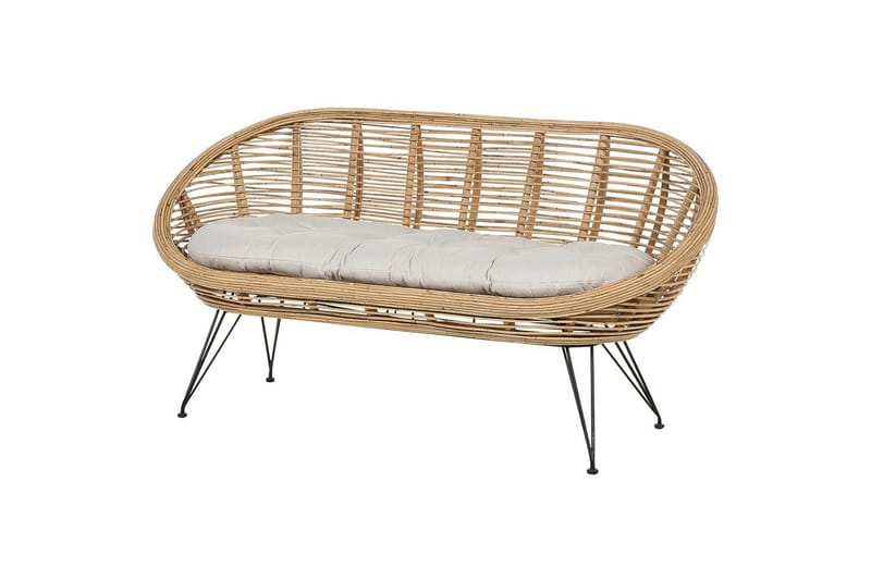 2-sitssoffa Beliani Maratea Natural||Black||Beige - Havemøbler - Havesofaer & bænke - Havesofaer