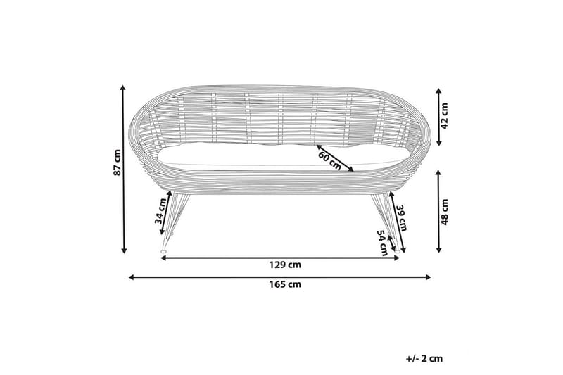 2-sitssoffa Beliani Maratea Natural||Black||Beige - Havemøbler - Havesofaer & bænke - Havesofaer
