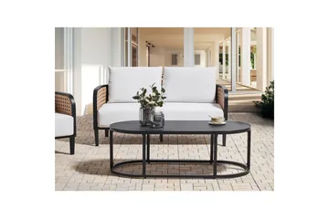 2-sitssoffa Beliani Montefalco White||Black - Havemøbler - Balkon - Balkonmøbler - Altansæt
