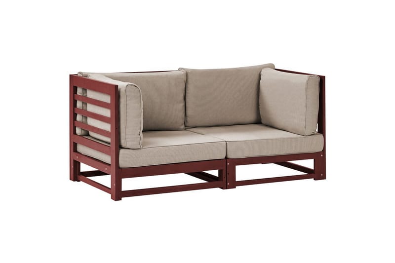 2-sitssoffa Beliani Trani Ljus trä/grått/beige Brown||Grey||Beige - Havemøbler - Havesofaer & bænke - Havesofaer