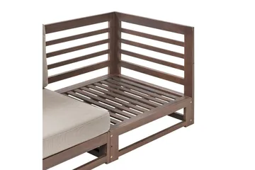 2-sitssoffa Beliani Trani Ljus trä/grått/beige Dark wood||Grey||Beige - Havemøbler - Havesofaer & bænke - Havesofaer