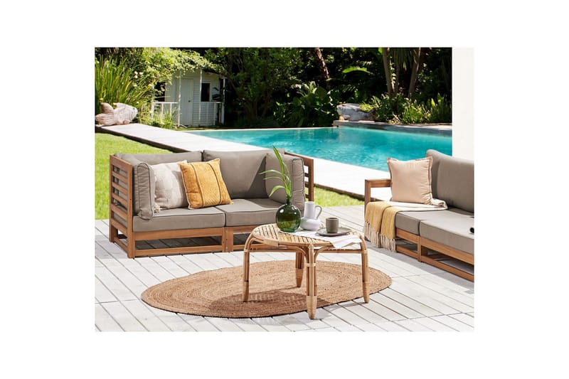 2-sitssoffa Beliani Trani Ljus trä/grått/beige Light wood||Grey||Beige - Havemøbler - Havesofaer & bænke - Havesofaer