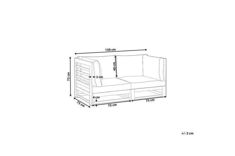 2-sitssoffa Beliani Trani Ljus trä/grått/beige Light wood||Grey||Beige - Havemøbler - Havesofaer & bænke - Havesofaer