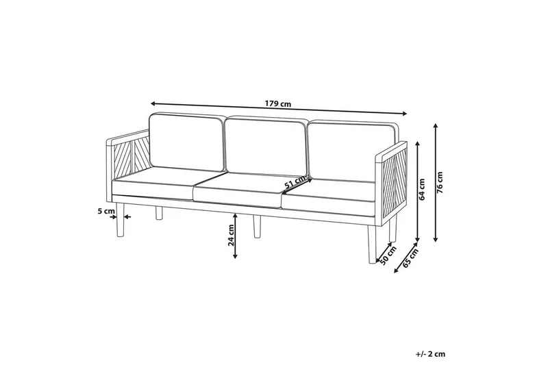 3-sitssoffa Beliani Baratti Light wood||Beige - Havemøbler - Havesofaer & bænke - Havesofaer