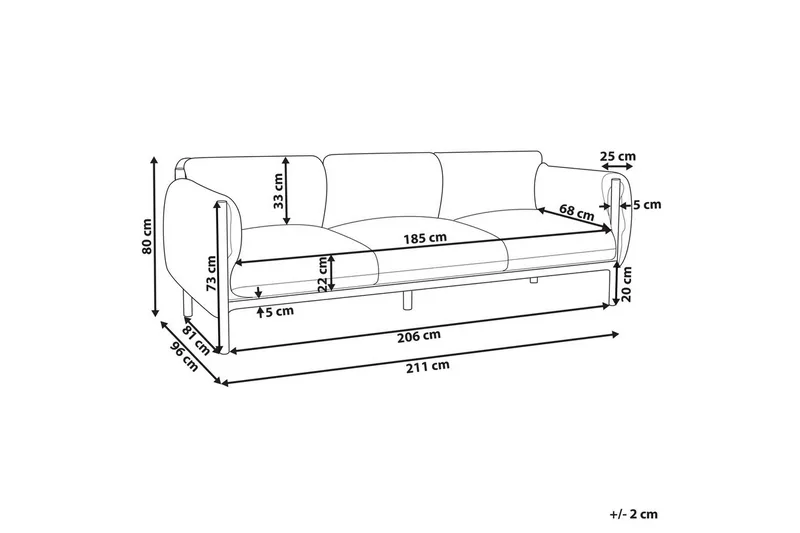 3-sitssoffa Beliani Esperia Grey, Black - Havemøbler - Havesofaer & bænke - Havesofaer