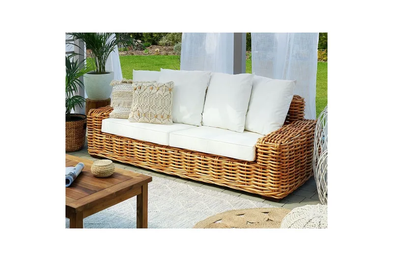 3-sitssoffa Beliani Forli Natural||Beige||White - Havemøbler - Havesofaer & bænke - Havesofaer