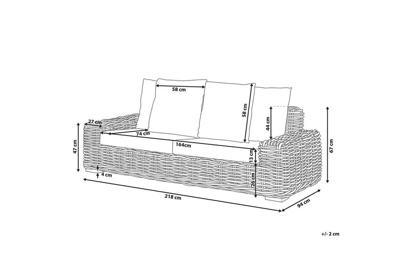 3-sitssoffa Beliani Forli Natural||Beige||White - Havemøbler - Havesofaer & bænke - Havesofaer