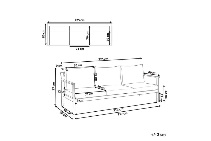 3-sitssoffa Beliani Kiato Grå/svart Grey||Black - Havemøbler - Havesofaer & bænke - Havesofaer