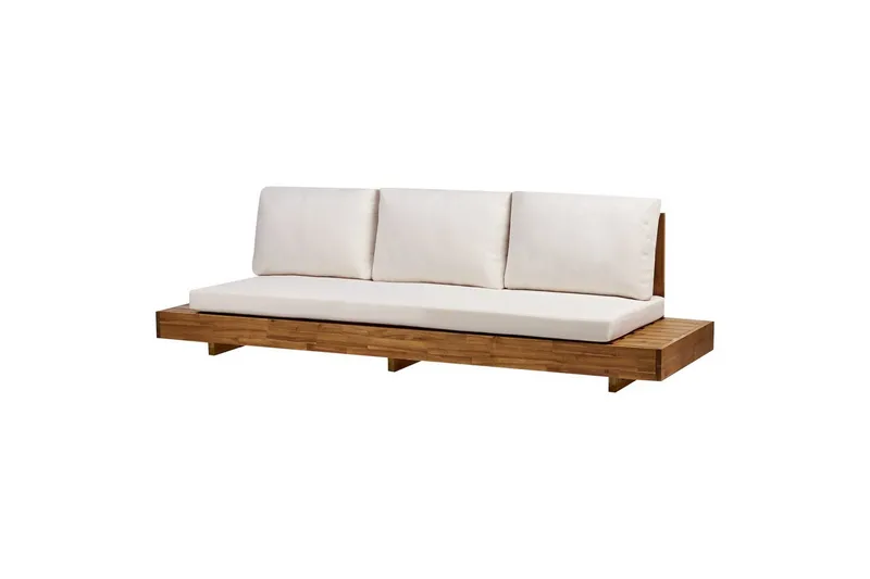 3-sitssoffa Beliani Marettimo Light wood||White - Havemøbler - Havesofaer & bænke - Havesofaer