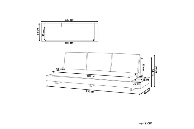 3-sitssoffa Beliani Marettimo Light wood||White - Havemøbler - Havesofaer & bænke - Havesofaer