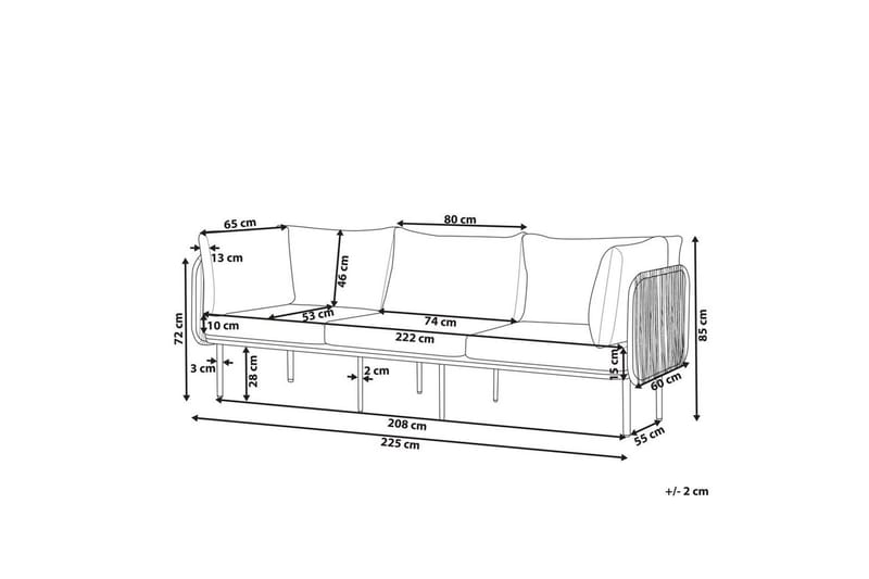 3-sitssoffa Beliani Senise Grey||White||Light wood - Havemøbler - Havesofaer & bænke - Havesofaer