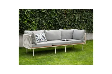 3-sitssoffa Beliani Senise Grey||White||Light wood - Havemøbler - Havesofaer & bænke - Havesofaer